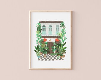 Singapore house | Botanical illustration | Art Print | Hoglet&Co