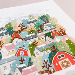 Winter village Christmas Illustration Giclèe Art Print Hoglet&Co image 3