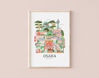 Osaka, Japan | Travel illustration | Giclèe Art Print | Hoglet&Co