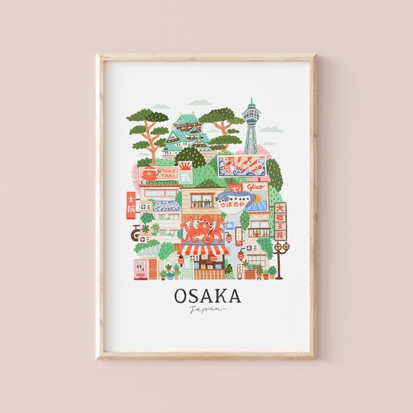 Osaka, Japan | Reise Illustration | Giclèe Kunstdruck | Hoglet&Co