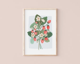 Strawberries | Botanical illustration | Art Print | Hoglet&Co