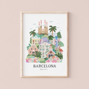 Barcelona, España / Ilustración de viajes / Giclèe Art Print / Hoglet&Co