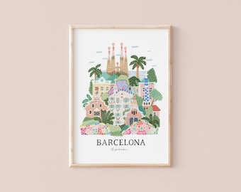 Barcelona, Spain | Travel illustration | Giclèe Art Print | Hoglet&Co