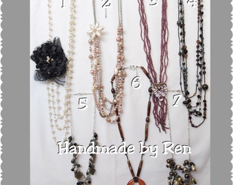 Handmade necklace; seed beads; imitation pearl; woman jewelry; pendant necklace; chain necklace; boho style; one of a kind