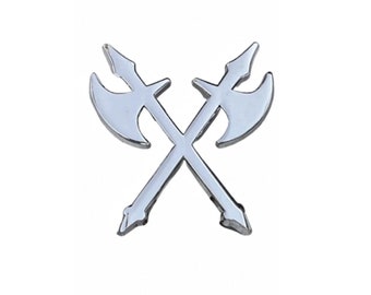 Chromen Bijl Reversspeld Wearable WeaPIN Serie Wapen Heavy Metal Middeleeuws Silhouet Tattoo Flash Bijl Punk Goth Fantasy