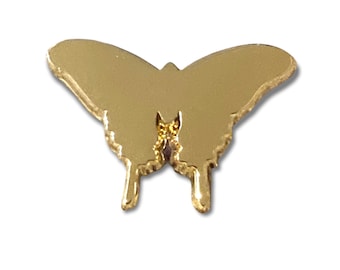 Butterfly Pin Gold Moth Small Bug Silhouette Insect Retro Midcentury Collar Tips Western