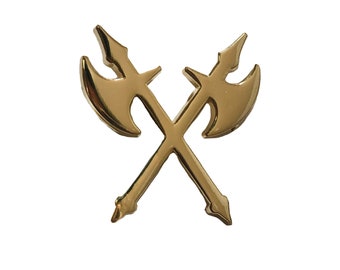 Gold Axe Lapel Pin Wearable WeaPIN Series Weapon Heavy Metal Medieval Silhouette Tattoo Flash Ax Punk Goth Fantasy