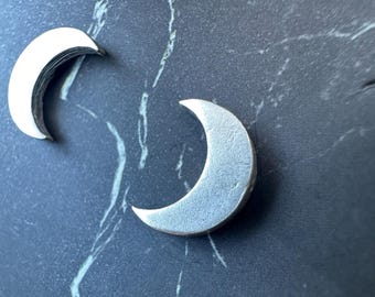 Zilveren maanoorbellen Halve maanstekers Witbrons Goth middeleeuwse sieraden Punk Sailor Moon