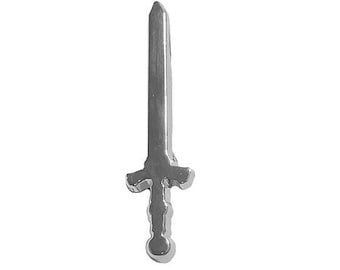 Silver Sword Lapel Pin 1" Small Tattoo Flash Blade Knife Medieval Silhouette Punk Goth Unique Art