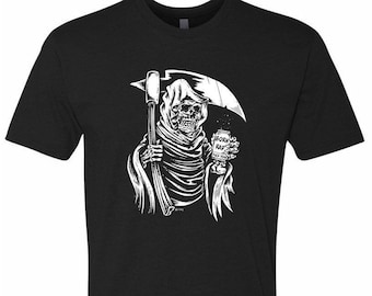 Born Rad Reaper T-Shirt Unisex Art by Boss Dog Beer Skull