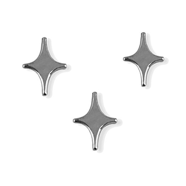 Trio of Silver Sparkles Pin Set Star Pins Midcentury Small Tattoo Flash Killer Filler Mod Collar Tips Western