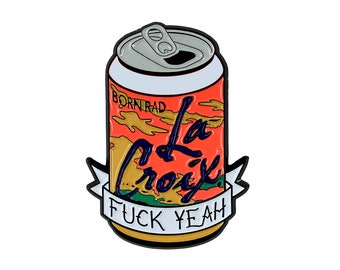 La Croix Lapel Pin F*ck Yeah Pampelmousse Sparkling Water Enamel Grapefruit Original