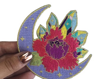 Moon Crystal Flower Patch Iron-On Patches Cute Peony Tattoo Sailor Moon