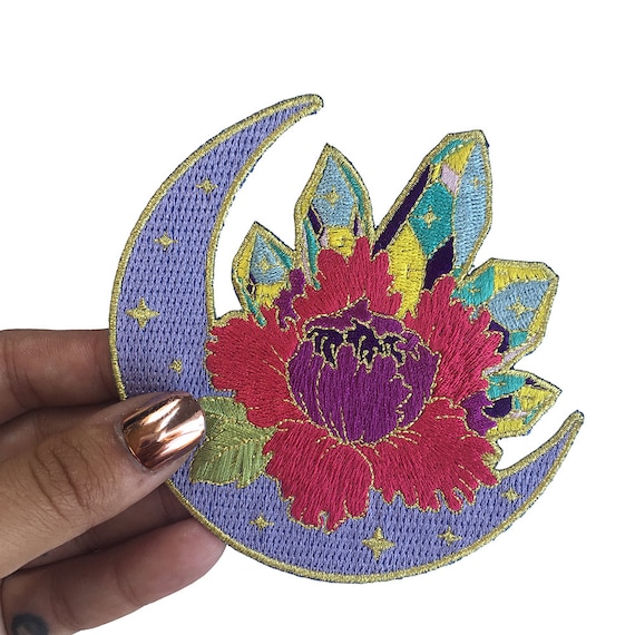 Moon Crystal Flower Patch Iron-on Patches Cute Peony Tattoo Sailor