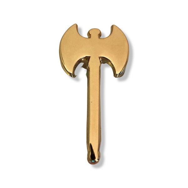 Gold Battle Axe Pin Medieval Weapon Lapel Pin Wearable Heavy Metal Tattoo Collar Tips Viking