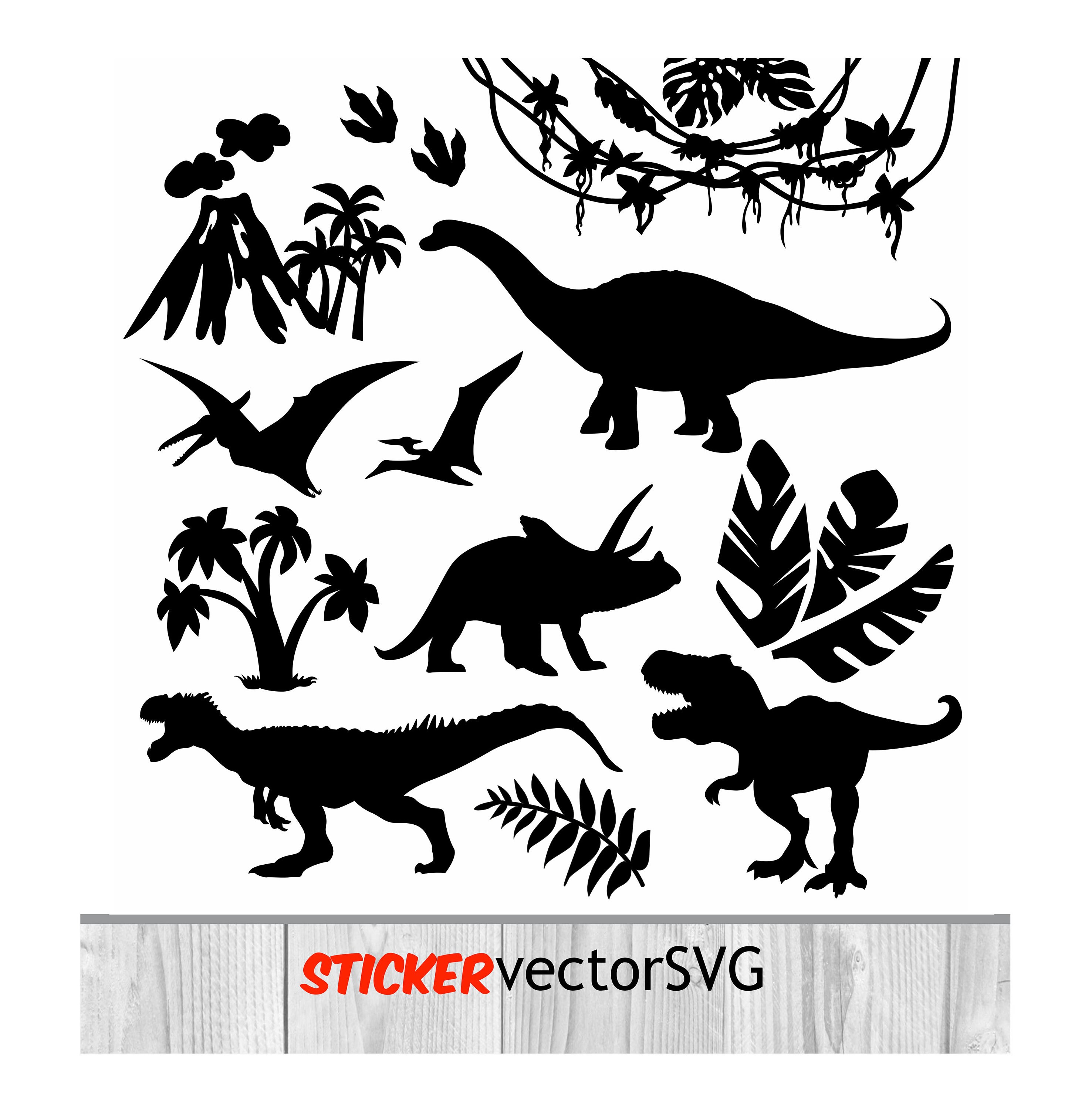 Download Jurassic Park Dinosaur Clipart Pack Dinosaurs Silhouette Etsy
