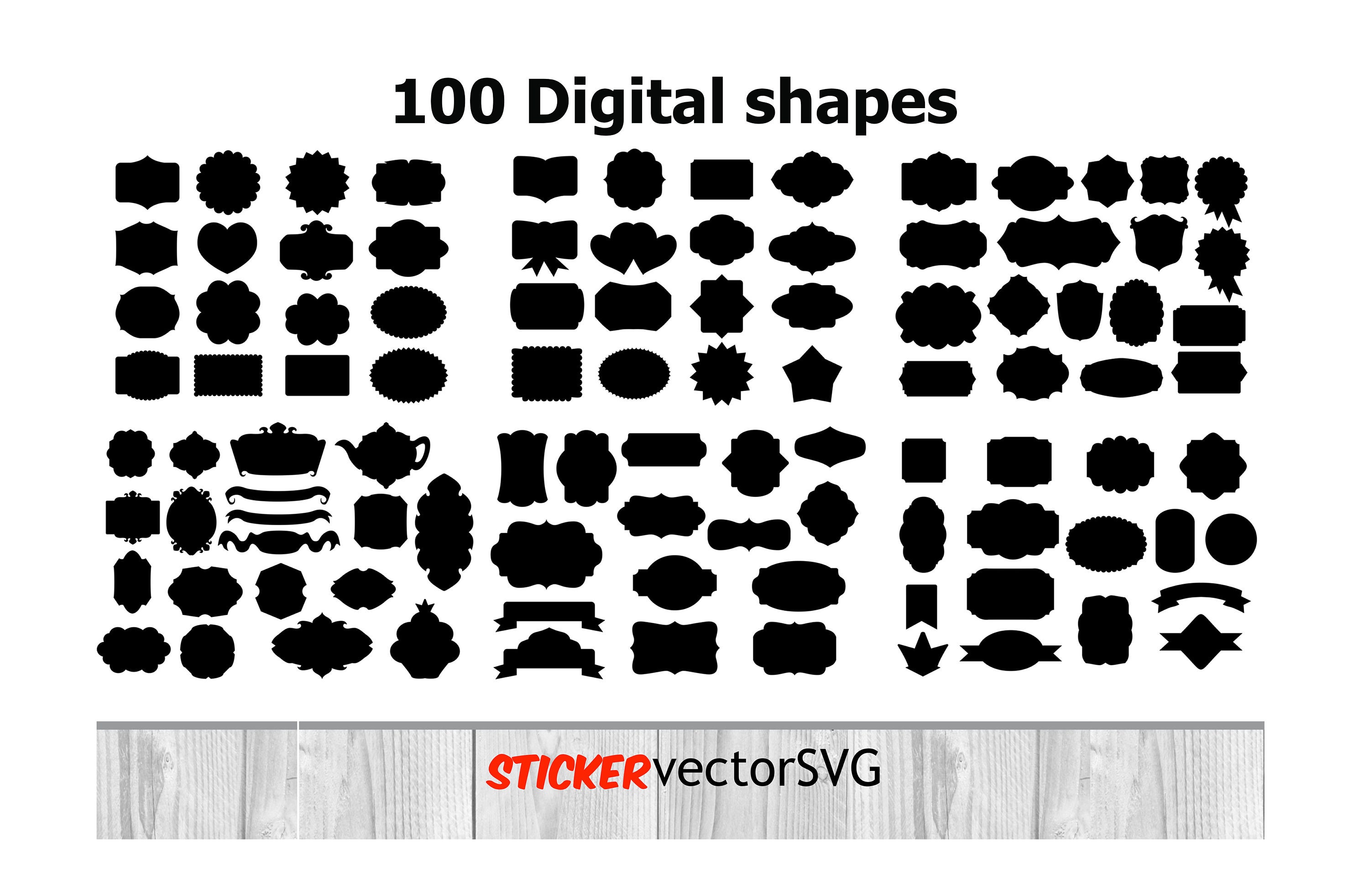 100 Shapes Tag Shapes svg Frames SVG Label svg Svg Etsy