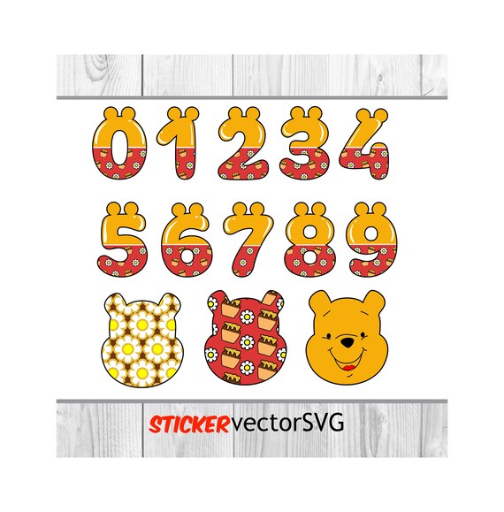 Download Winnie Numbers birthday numbers digital disney numbers | Etsy