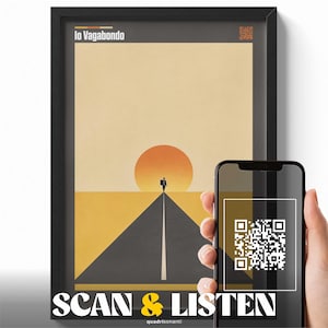 Io Vagabondo Nomadi Poster, Italian Music Wall Art with QR Code, Road Trip Minimal Print, Wanderer Travel Poster, Modern Decor