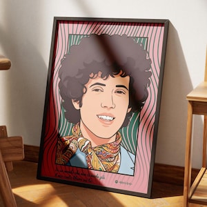 Stampa Artistica LUCIO BATTISTI - Design Moderno effetto Cartoon - con QR Code Personalizzabile – Carta fotografica 250gr  - A4/A3/A2