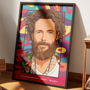 Stampa Artistica JOVANOTTI - Design Moderno effetto Cartoon - con QR Code Personalizzabile – Carta fotografica 250gr  - A4/A3/A2