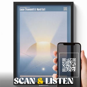 Poster Luce Tramonti a Nord Est Elisa, Sunset Light Wall Art, Italian Music Poster con QR Code, Minimal Ambient Art Print