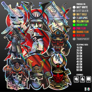 x2 Adesivi Sticker SAMURAI TESCHIO GIAPPONE Bushido, Auto, Pickup, Cofano, 4x4, OffRoad, Jeep, Murale, Moto, Camper, Laptop, Home Decor, pvc