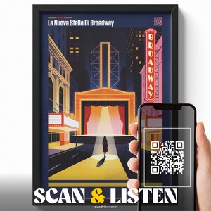 La Nuova Stella di Broadway Cesare Cremonini Poster, Italian Music Wall Art with QR Code, Broadway Theatre Illustration, Vintage Style Decor