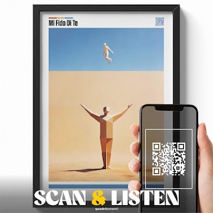Mi Fido Di Te – Jovanotti Poster, Italian Music Wall Art with QR Code, Trust & Love Minimal Illustration, Modern Inspirational Decor