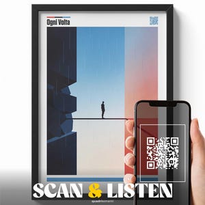 Ogni Volta – Vasco Rossi Poster, Italian Music Wall Art with QR Code, Minimal Geometric Illustration, Modern Conceptual Decor