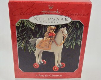 Boy Russ Teddy Bear NEW Blue Buggy // Carriage Baby Christmas Ornament