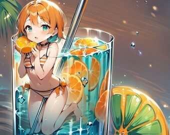 Mixed Drink Anime Girl Vinyl Sticker