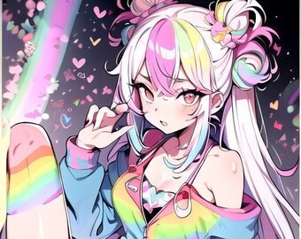Rainbow Girl Prismatic Vinyl Sticker