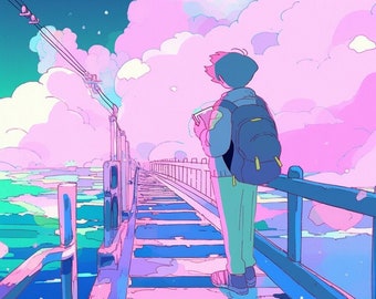 Vaporwave Scene Vinyl Sticker
