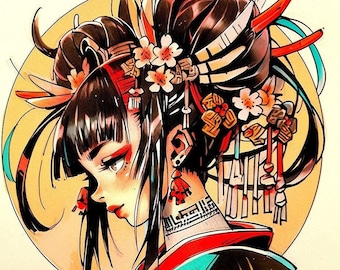 Punk Geisha Die Cut Vinyl Sticker