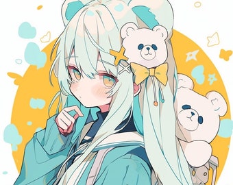 Teddy Bear Girl Vinyl Sticker