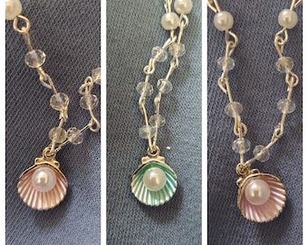 Seashell Crystal Necklace and Earrings