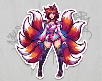 Graphiti Ahri LoL Die Cut Transparent Sticker