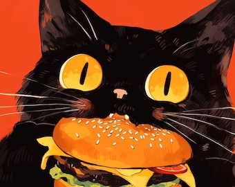 Burger Cat Vinyl Sticker