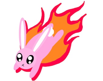 Flaming Bunny Die Cut Vinyl Sticker