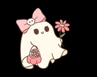 Kawaii Ghost Die Cut Holographic Vinyl Sticker