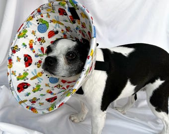 Soft Dog Cone – Bright Bugs Flannel Recovery Collar, Comfortable Foam Elizabethan Collar