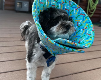 Soft Dog Cone – Blue Bones Flannel Recovery Collar, Comfortable Foam Elizabethan Collar