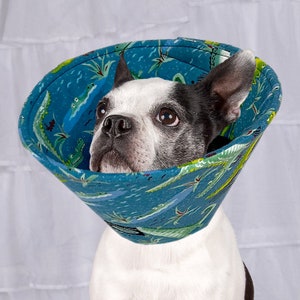 Soft Foam & Flannel Dog Cone - Alligators, Comfortable Elizabethan Collar Alternative for Dogs, Cats, Pet Recovery Cone