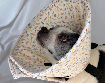 Soft Dog Cone – Tiny Leaves Flannel Recovery Collar, Comfortable Foam Elizabethan Collar
