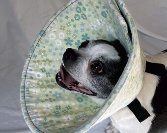 Soft Dog Cone – Green Blooms Flannel Recovery Collar, Comfortable Foam Elizabethan Collar