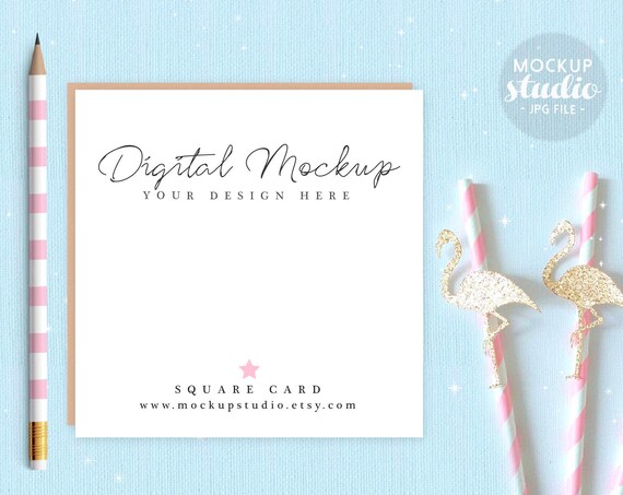 Square Card Mockup Invite Mockup Gold Party Card Mockup