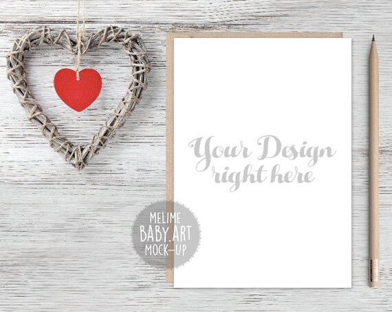 Card Mockup Valentines Card Mockup Card And Kraft Envelope Card Mockup Valentines Card Mockup Card And Kraft Envelope