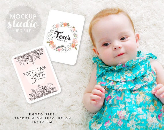 Download Milestone Card Mockup Baby Styled Photography Mockup Realistic Baby Bag Mockups Psd