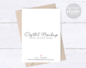 Rustic Wood Mockup, Portrait Card Mockup, Modern Invite Mockup, 5x7 Card Mockup, Styled Photography, Card and Kraft Envelope Mock